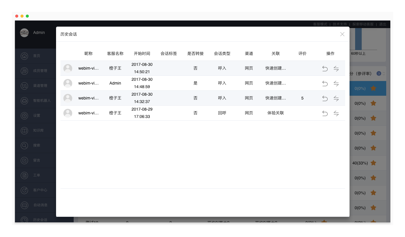 点击"查看详情"按钮,查看无效会话的列表.