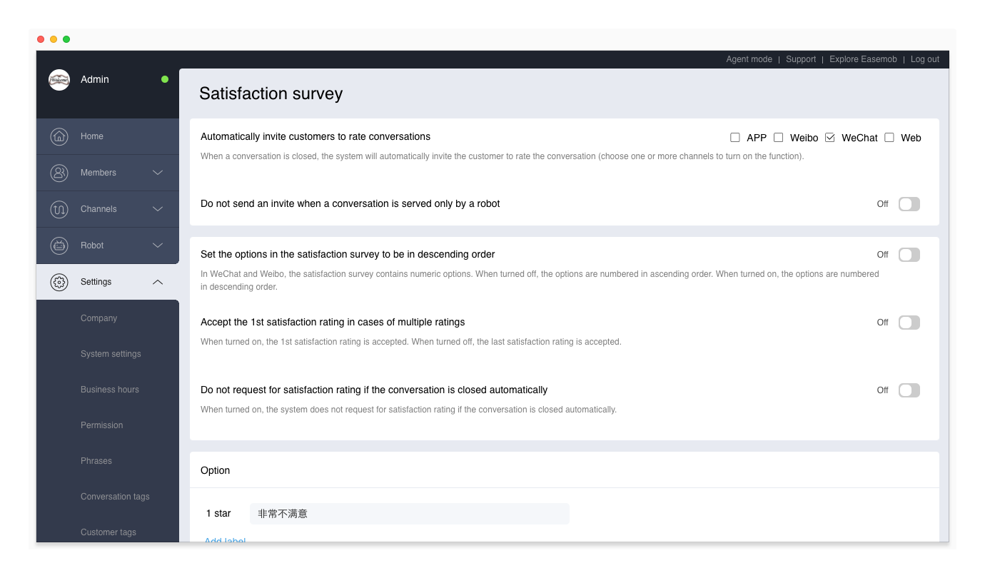 Satisfaction survey