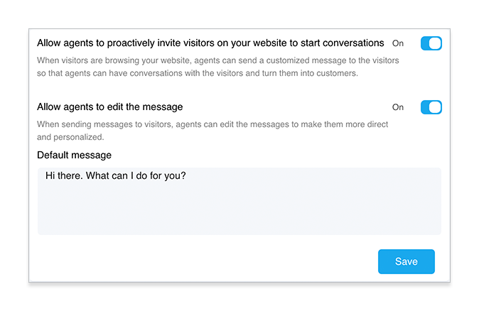 Allow agents to proactively invite visitors on your website to start conversations